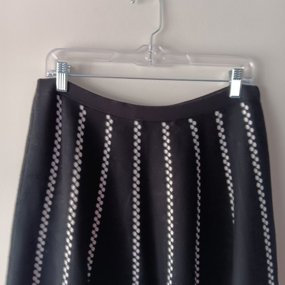 Spense Brand womens large Rayon Nylong knee length skirt Black white design E1 - Picture 7 of 15